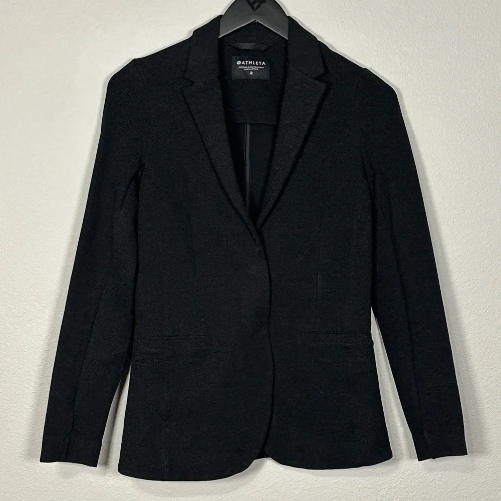 Athleta Venice Textured Blazer in Charcoal Grey Heather - Size 2